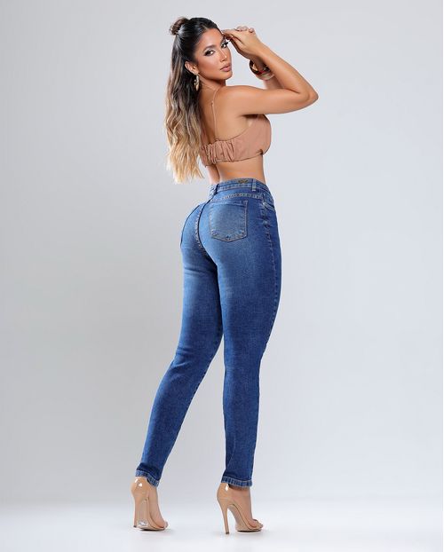 Calça Jeans Mom Feminina Cintura Alta 00265 Sky Escuro