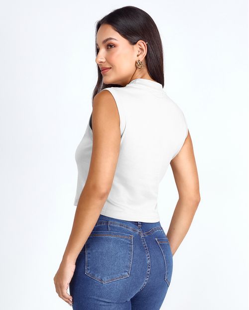 Regata Feminina Gola Alta Premium 90295  Branco