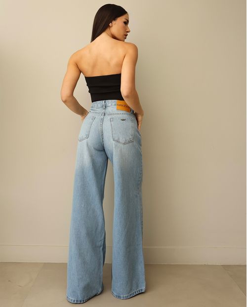 Calça Jeans Wide Leg Feminina Relaxed Cintura Baixa 29909 Clara