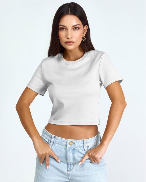 Blusa Cropped Feminina Premium 90273  Branco