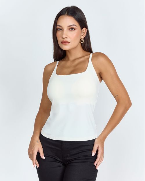 Regata Poliamida Acetinada Feminina com Bojo 98006 Off White