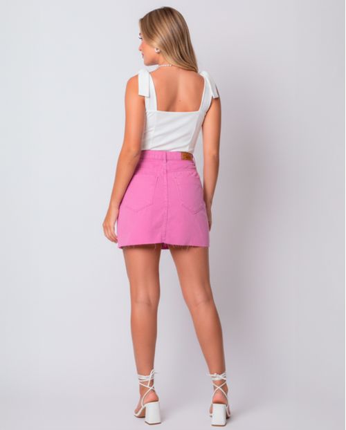 Mini Saia com Recorte Frontal e Barra a Fio  22528 Lilas