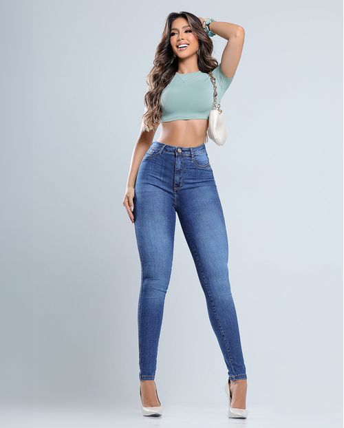 Calça Jeans Skinny Hot Feminina Cintura Alta 24972 Sky Médio