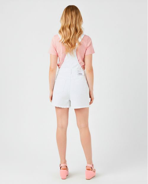 Jardineira Feminina Shorts Saia com Barra a Fio 22442 Branco
