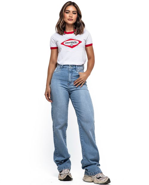 Calça Jeans Wide Leg Feminina Cintura Alta Basica 28016 Clara