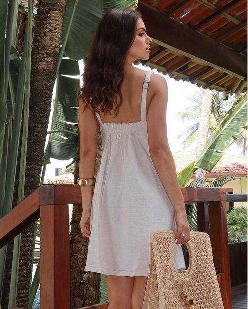 Vestido Linho Feminino Curto 24904 Linho