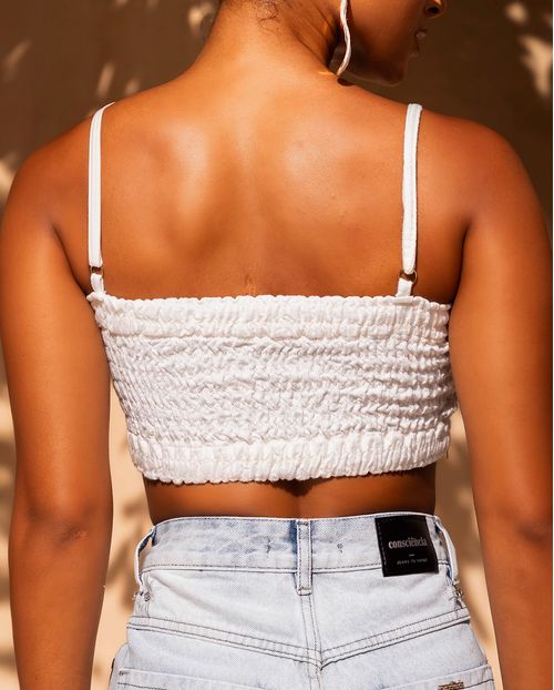Top Sarja Feminino com Prega e Lástex  24453 Off White