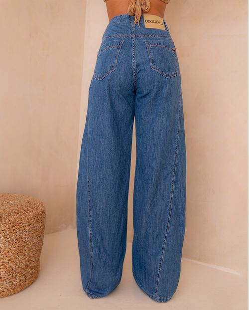 Calça Jeans Wide Leg Feminina Cós Revel 25107 Média