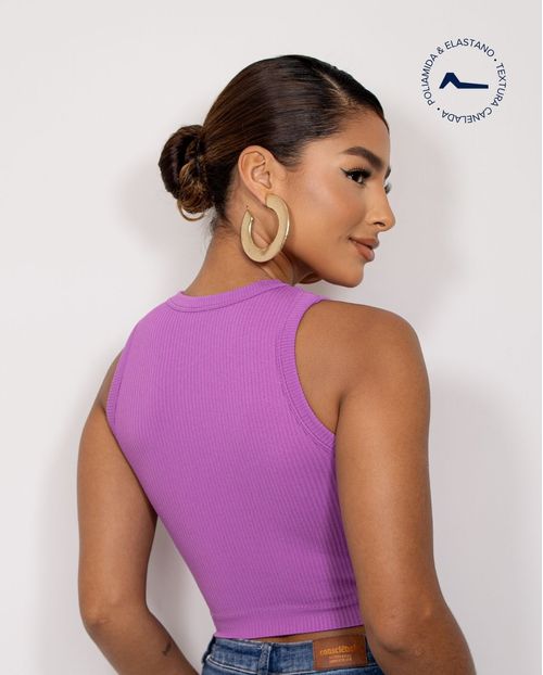 Regata Cropped Feminina Canelada Poliamida 99225 Roxo