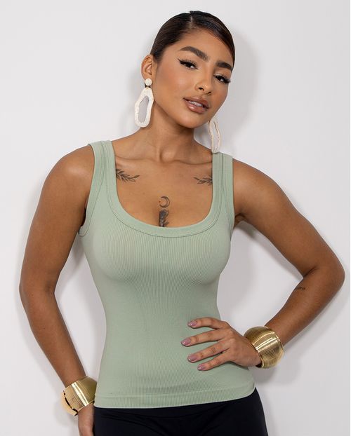 Regata Feminina Poliamida Canelada 99193  Verde