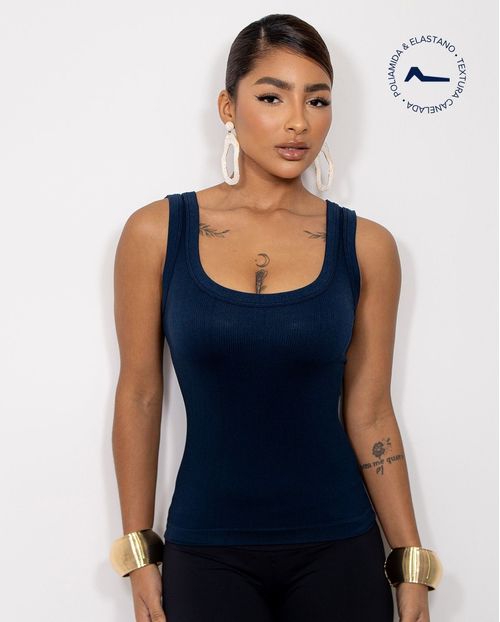 Regata Feminina Poliamida Canelada 99193  Azul Marinho