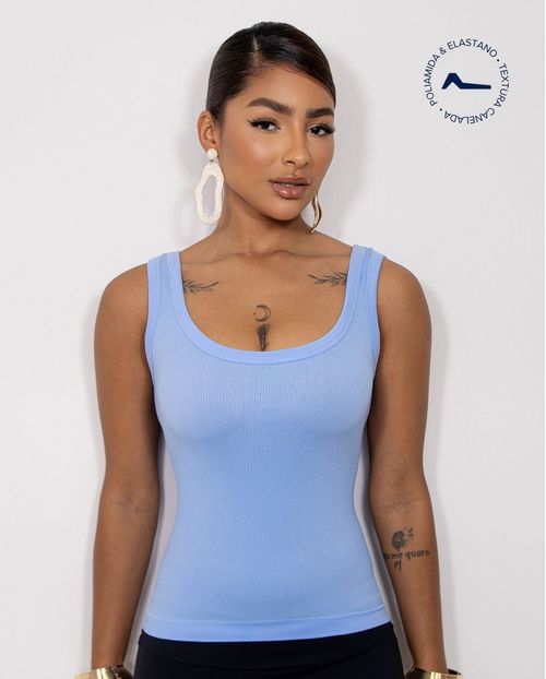 Regata Feminina Poliamida Canelada 99193  Azul Claro