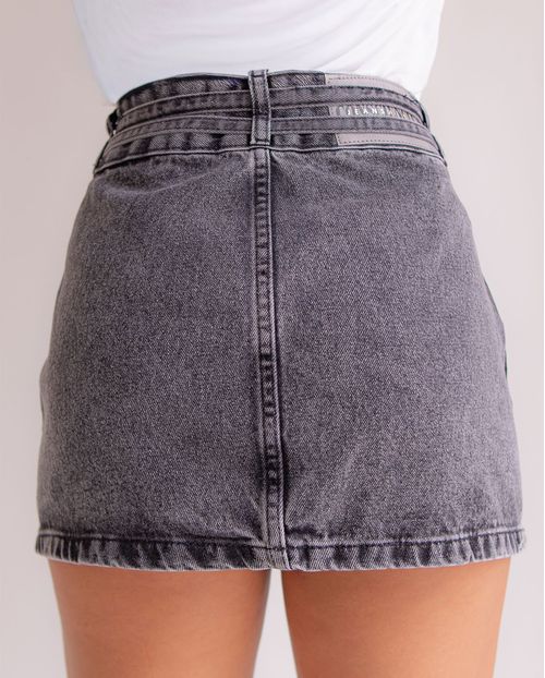 Mini Saia Jeans Feminina com Cinto do Próprio 25075 Vintage