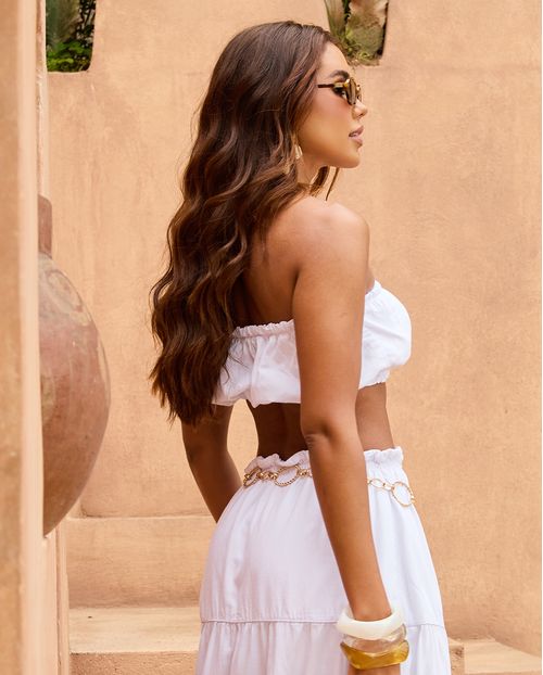 Top Sarja Feminino Franzido com Elástico 25214 Branco