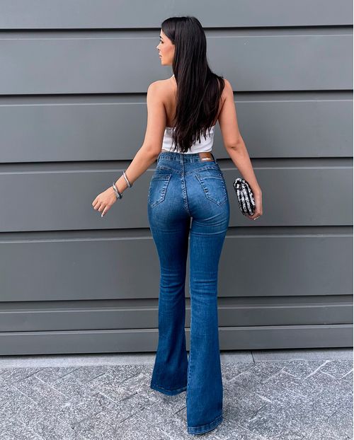 Calça Jeans Flare Feminina Cintura Alta 25150 Sky Escuro